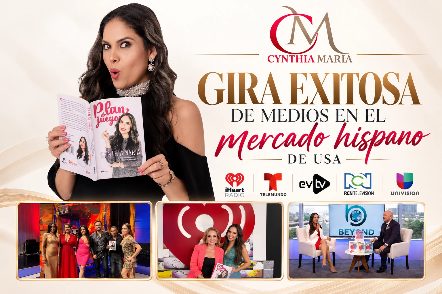 Gira de medios de Coach Cynthia Maria en el mercado hispano de Estados Unidos: iHeartRadio, Telemundo, EVTV, RCN y Univision